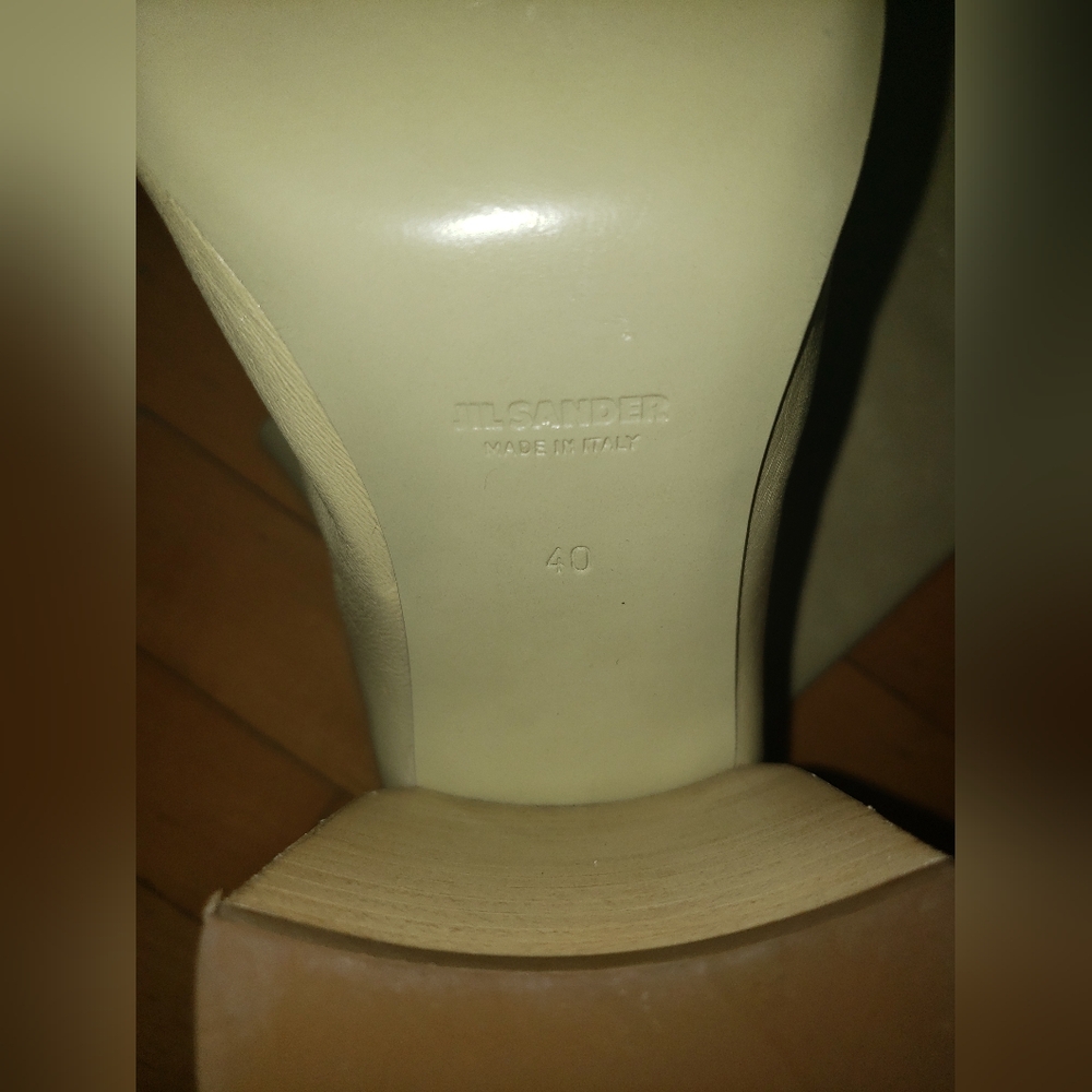 Jil Sander Cream 100% lambskin leather thigh high round toe block heel boots 10 - Picture 15 of 16